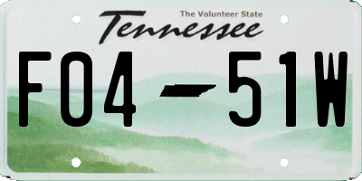 TN license plate F0451W