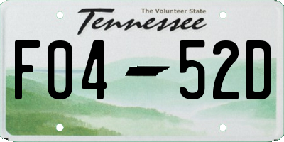 TN license plate F0452D