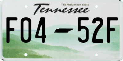 TN license plate F0452F