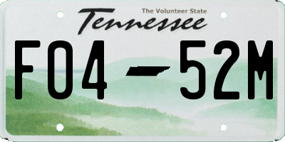 TN license plate F0452M