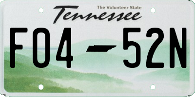 TN license plate F0452N