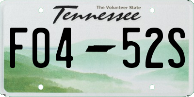 TN license plate F0452S