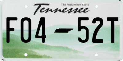 TN license plate F0452T