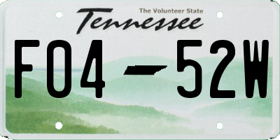 TN license plate F0452W