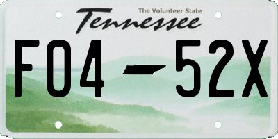 TN license plate F0452X