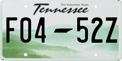 TN license plate F0452Z