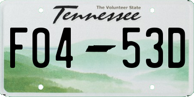 TN license plate F0453D