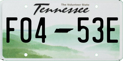 TN license plate F0453E