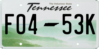 TN license plate F0453K
