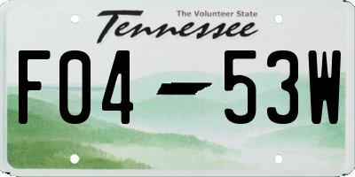 TN license plate F0453W