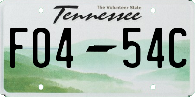 TN license plate F0454C