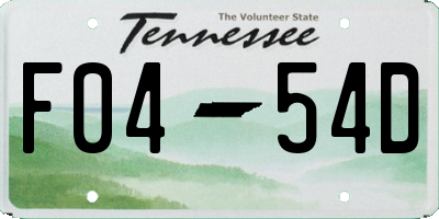 TN license plate F0454D