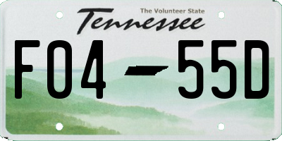 TN license plate F0455D