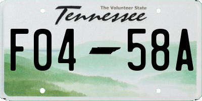 TN license plate F0458A