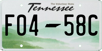 TN license plate F0458C