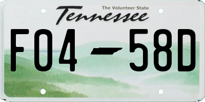TN license plate F0458D