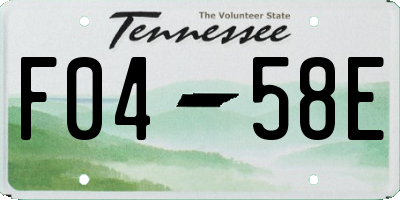 TN license plate F0458E