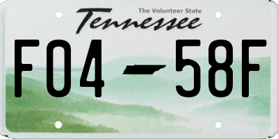 TN license plate F0458F