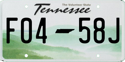 TN license plate F0458J