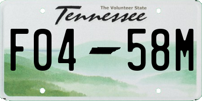 TN license plate F0458M