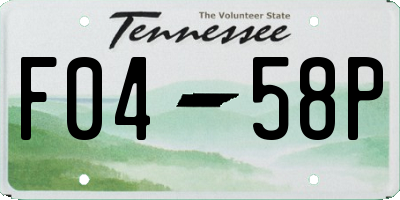 TN license plate F0458P