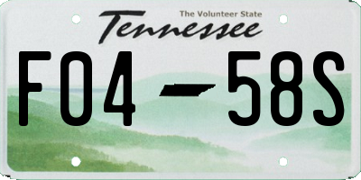 TN license plate F0458S