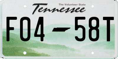 TN license plate F0458T