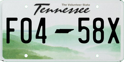 TN license plate F0458X