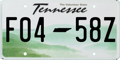 TN license plate F0458Z