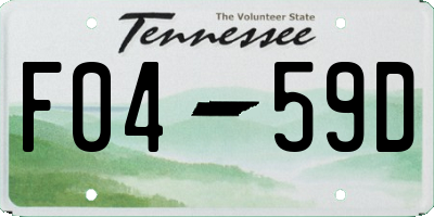 TN license plate F0459D
