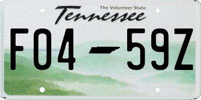 TN license plate F0459Z