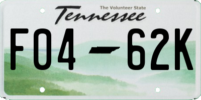 TN license plate F0462K