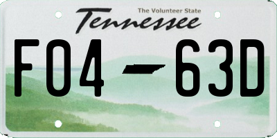 TN license plate F0463D