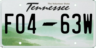 TN license plate F0463W