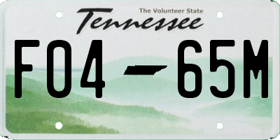 TN license plate F0465M