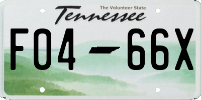 TN license plate F0466X