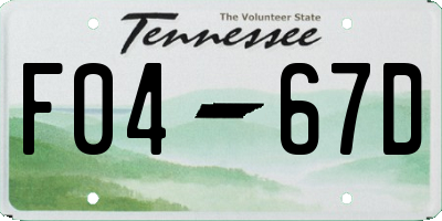 TN license plate F0467D