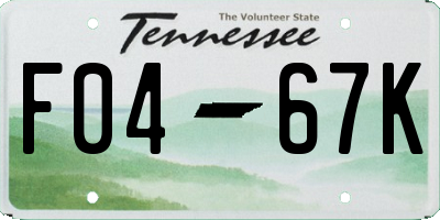 TN license plate F0467K