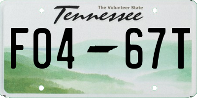 TN license plate F0467T