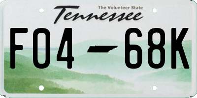 TN license plate F0468K