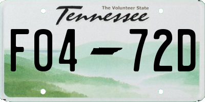 TN license plate F0472D