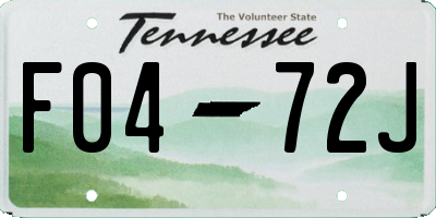 TN license plate F0472J