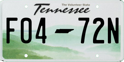 TN license plate F0472N