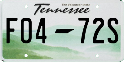 TN license plate F0472S