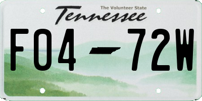 TN license plate F0472W