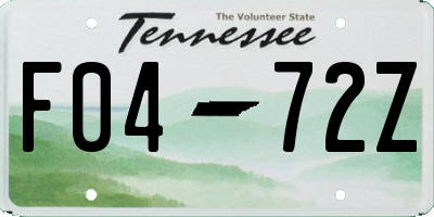 TN license plate F0472Z
