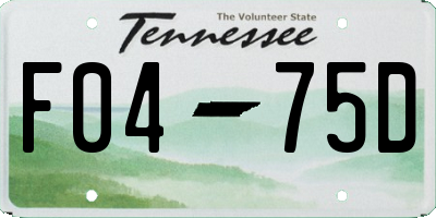 TN license plate F0475D