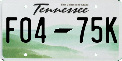 TN license plate F0475K