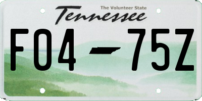 TN license plate F0475Z