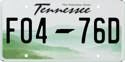 TN license plate F0476D